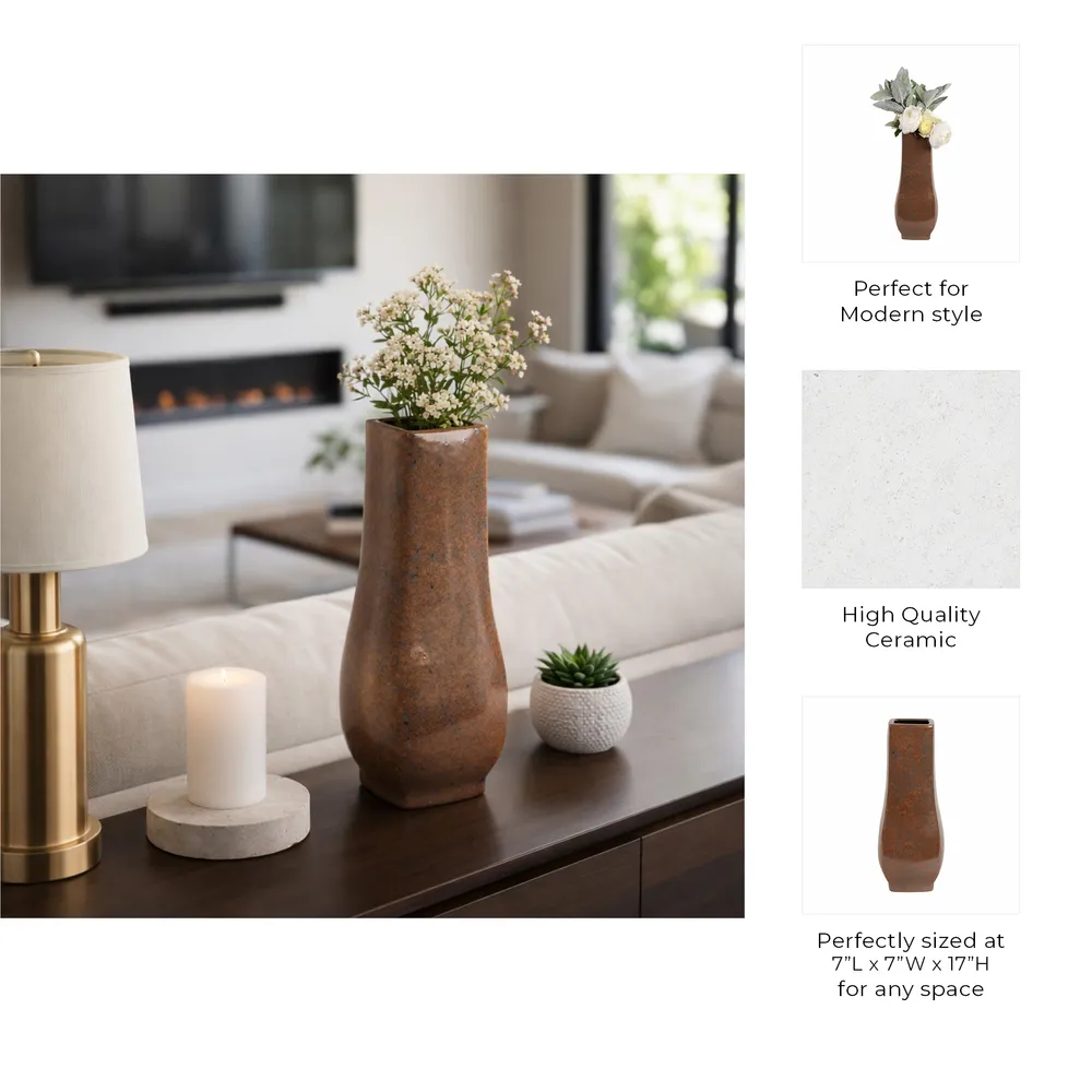CORBINPORT BROWN VASE 17 (IN)