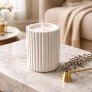 Gray Cement Look Glow Pillar 3x5in 1