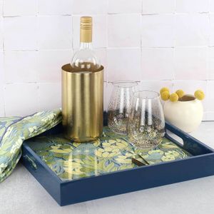 Chickadee Square Lacquer Serving Tray 3