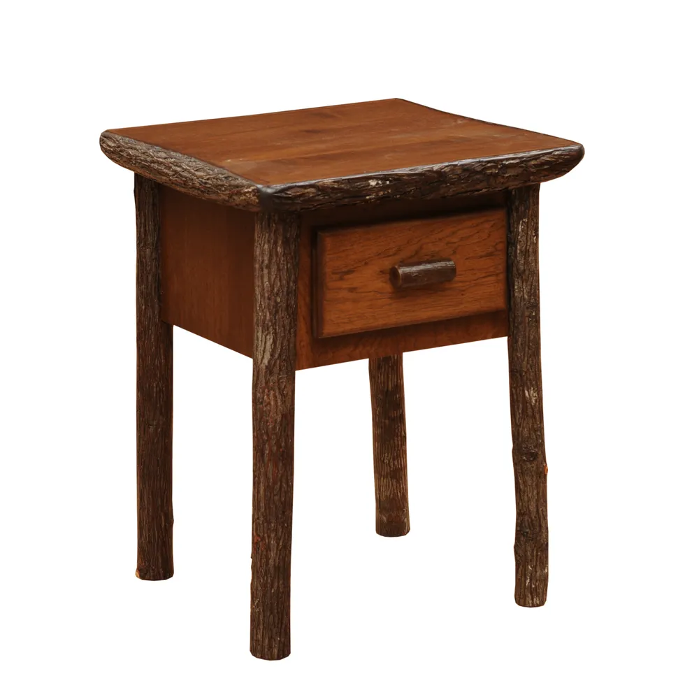 Hickory Log One Drawer End Table - Espresso