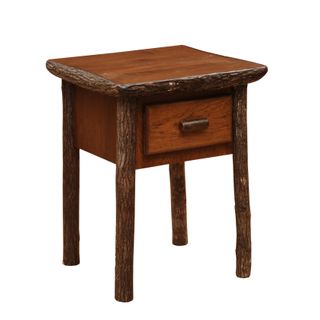 Hickory Log One Drawer End Table - Espresso