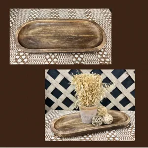 Dark Wood Oval Tray 18x8x1in 3