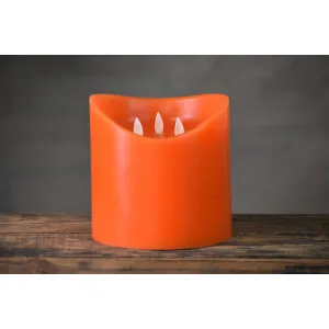 Orange Drip Moving Flame LED Candle 6in by 6in 1