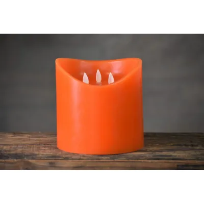 Orange Drip Moving Flame LED Candle 6in by 6in
