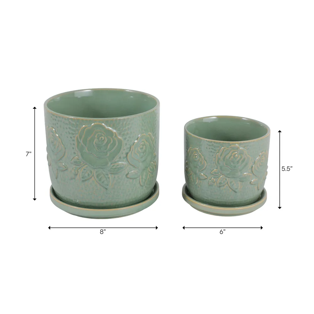 HOBARTGATE SET OF 2 GREEN PLANTER 7 (IN)