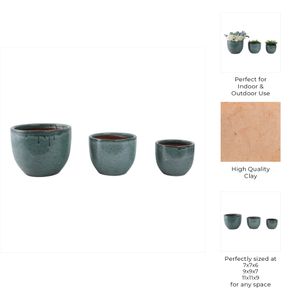 BOWENWELL SET OF 3 BLUE PLANTER 9 (IN) 10