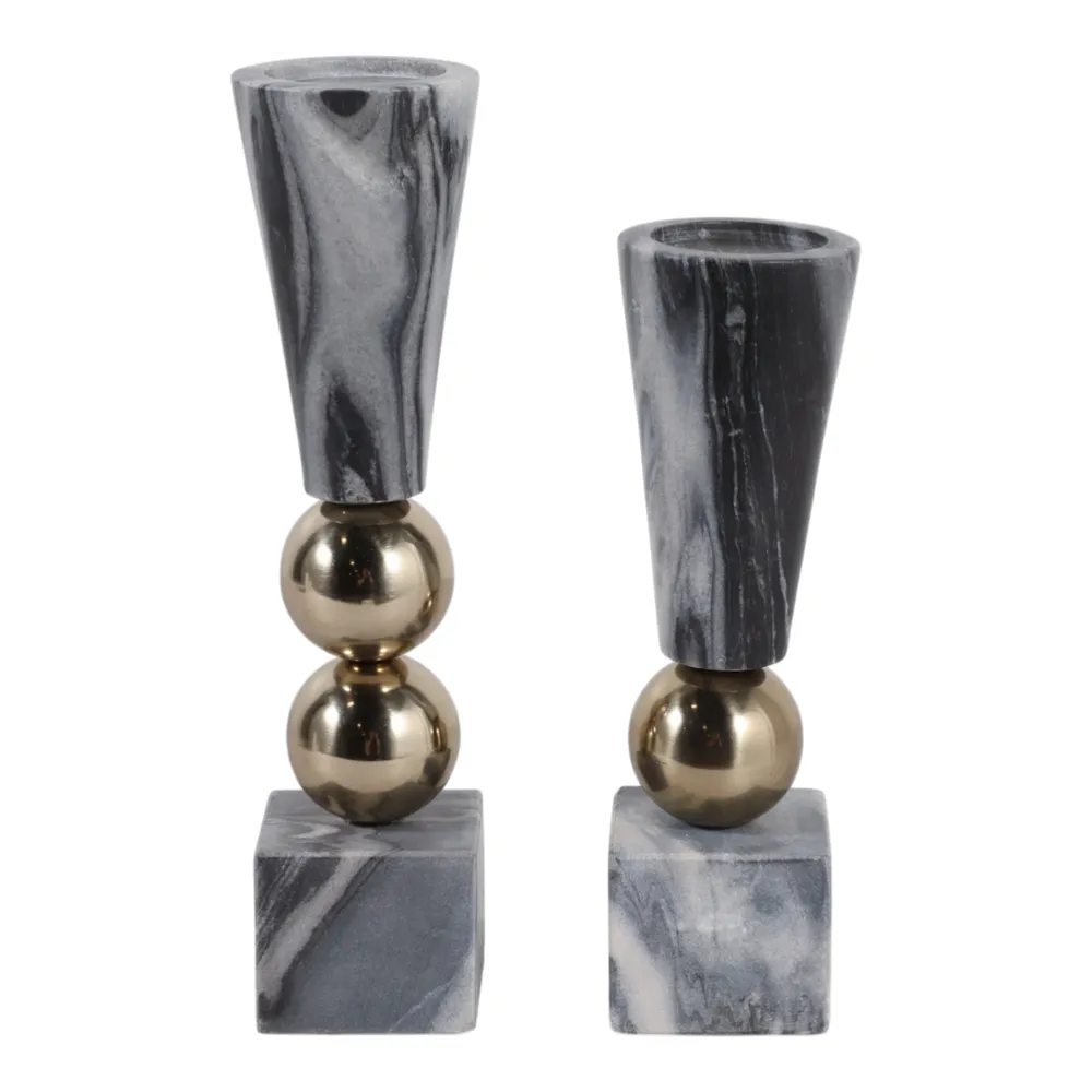 DUTTONGATE SET OF 2 GRAY CANDLE HOLDER 12 (IN)