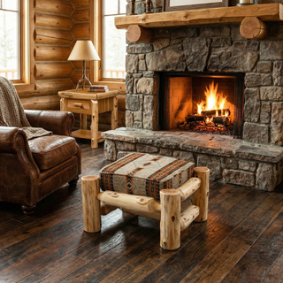 Cedar Log Ottoman - Coffee - Standard - Fabric:  TBD