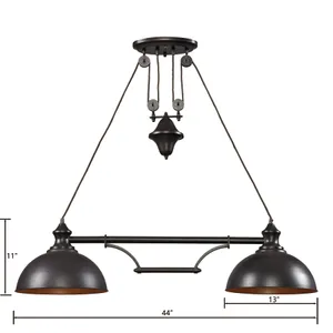 Farmhouse 44'' Wide 2-Light Linear Chandelier - Oiled Bronze 2