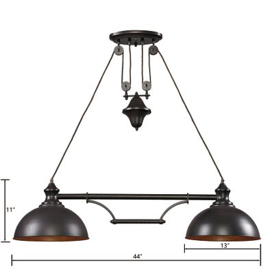 Farmhouse 44″ Wide 2-Light Linear Chandelier - Oiled Bronze