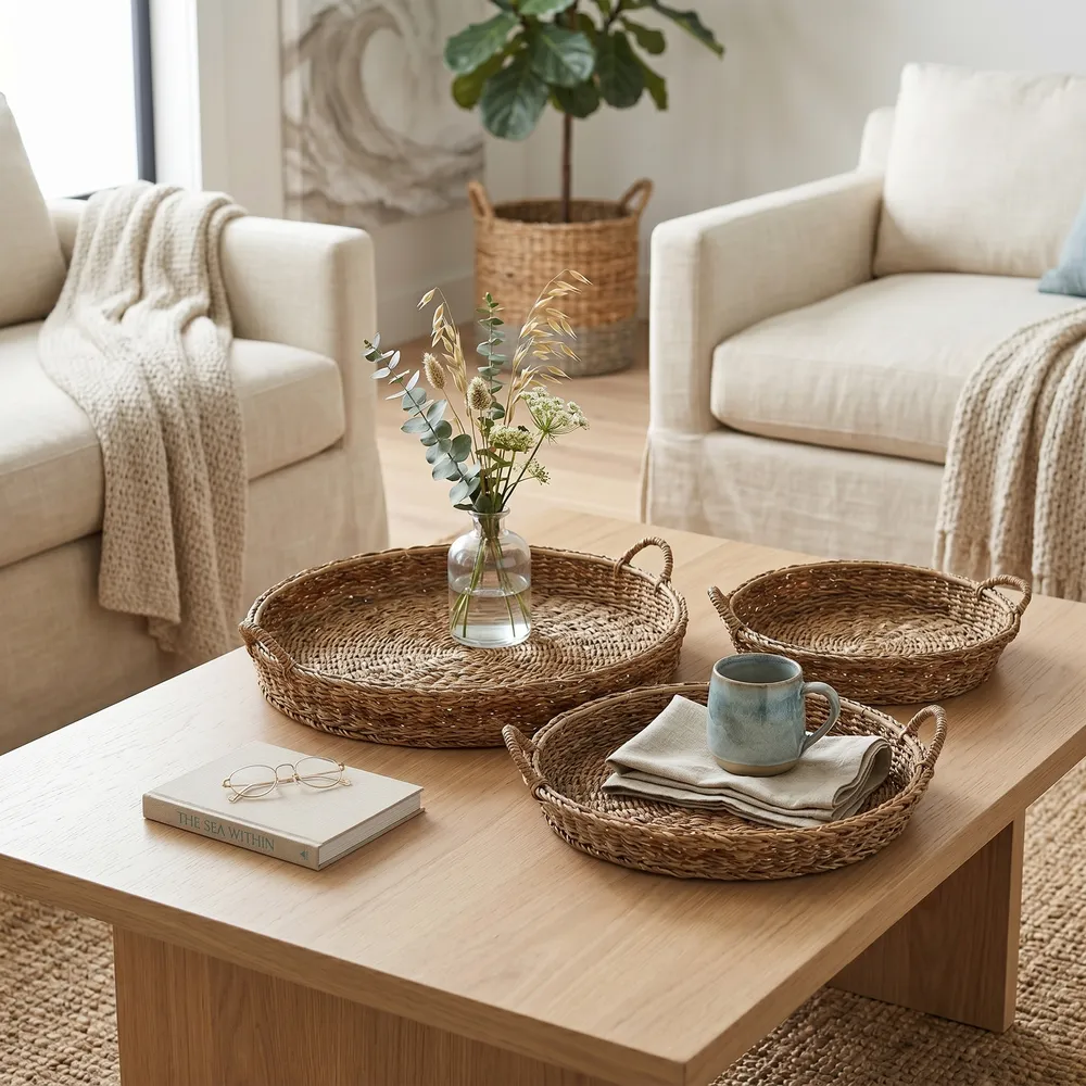 ASHCREST SET OF 3 TAN TRAY 7 (IN)