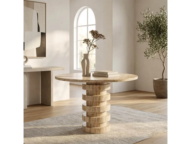 42" Turin Travertine Stone Foyer Table 2bxs | Sagebrook Home