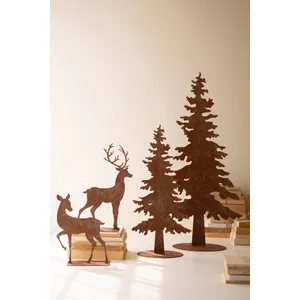 Set of 4 Rustic Metal Christmas Trees and Reindeer 1
