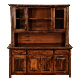 Hickory Log 75-inch Buffet & Hutch - with Shelving on Top Portion - Slate