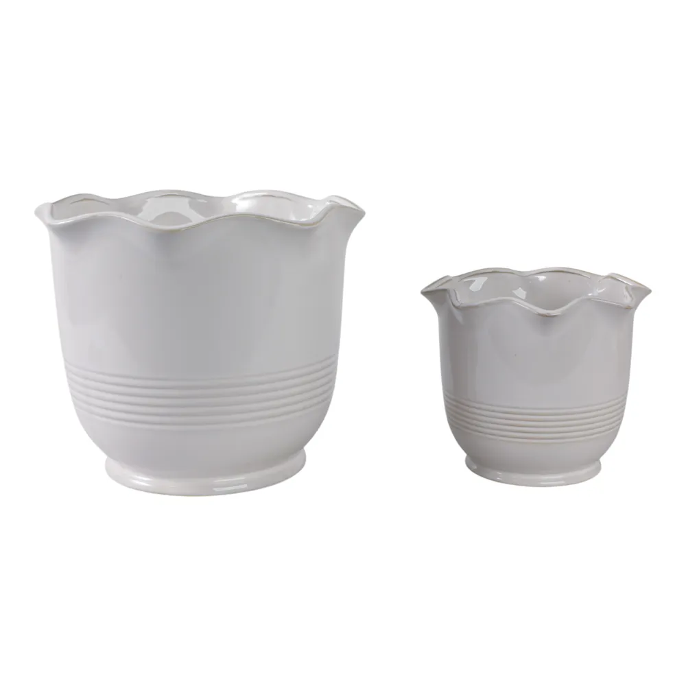 ALECHAVEN SET OF 2 IVORY PLANTER 11 (IN)