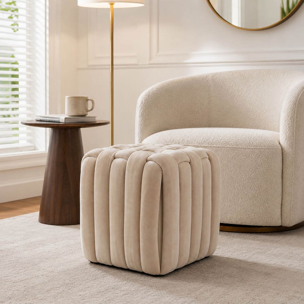 TRENTONSIDE TAN OTTOMAN 18 (IN)