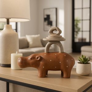 8" HIPPO WITH STACKED STONES, MULTI 11