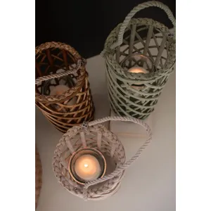 Set of 3 Tall Willow Lanterns with Glass Inserts 2