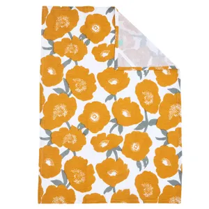 Icelandic Poppies Gold Cotton Kitchen Towels (Set of 3) 8