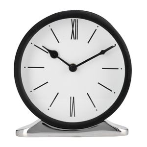 METAL,7"H,CANDID TABLE CLOCK,WHITE/BLACK 1