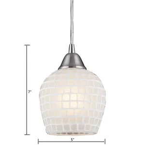 Fusion 5'' Wide 1-Light Mini Pendant - Satin Nickel with White Mosaic 2