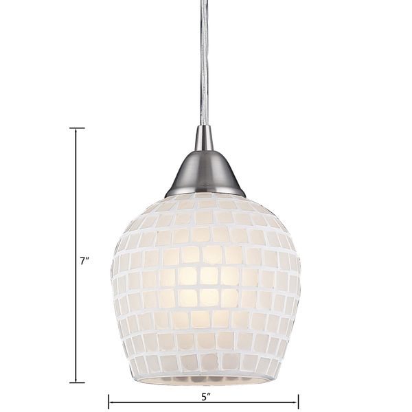 Fusion 5'' Wide 1-Light Mini Pendant - Satin Nickel with White Mosaic