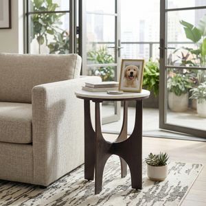 GARSONFIELD WHITE TABLE 22 (IN) 9