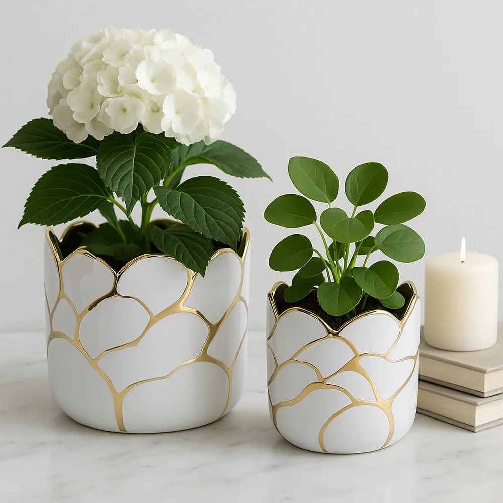 BRIGHTONROSE SET OF 2 WHITE PLANTER 7 (IN)
