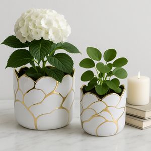 BRIGHTONROSE SET OF 2 WHITE PLANTER 7 (IN) 11
