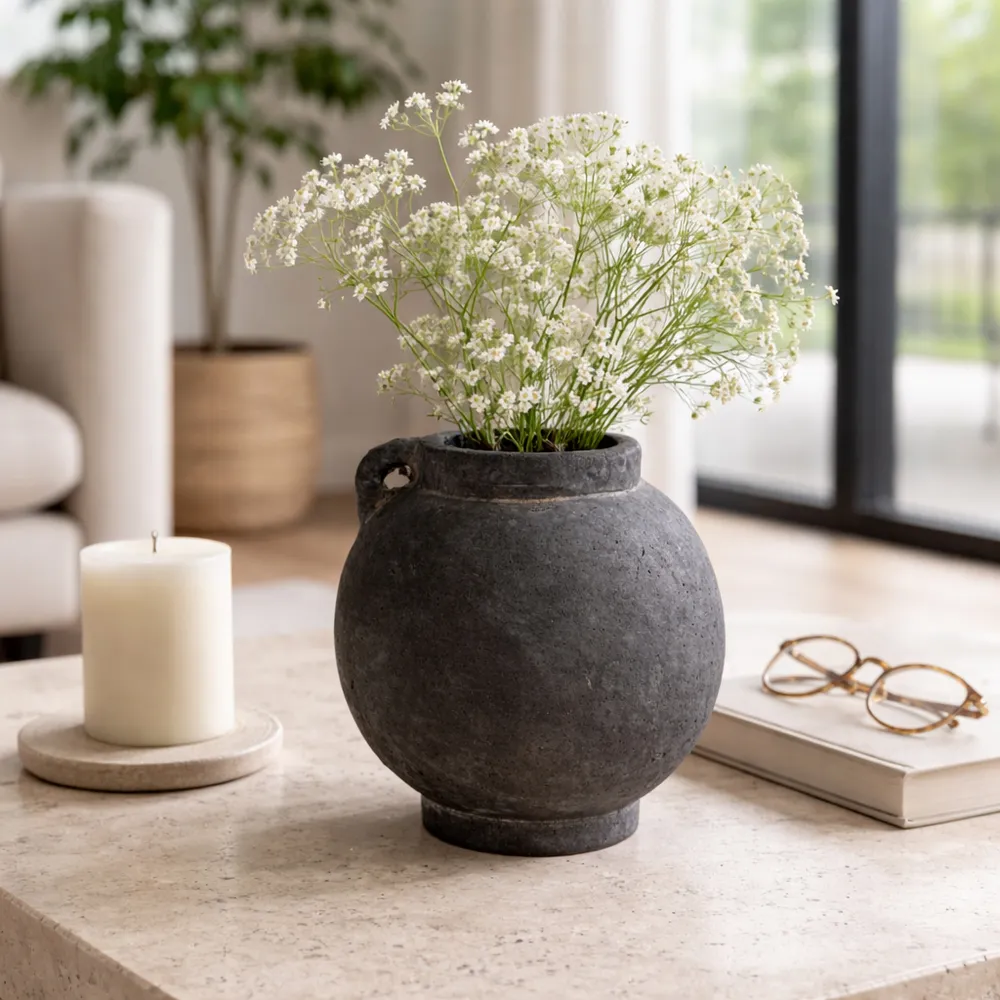 CORBINFORD BLACK VASE 10 (IN)