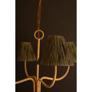 Rattan-Wrapped Chandelier with Raffia Shades 3