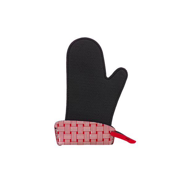KG Mitt, Large, 14.25" x 7.63"/36cm x 19cm, Cherry/White Woven