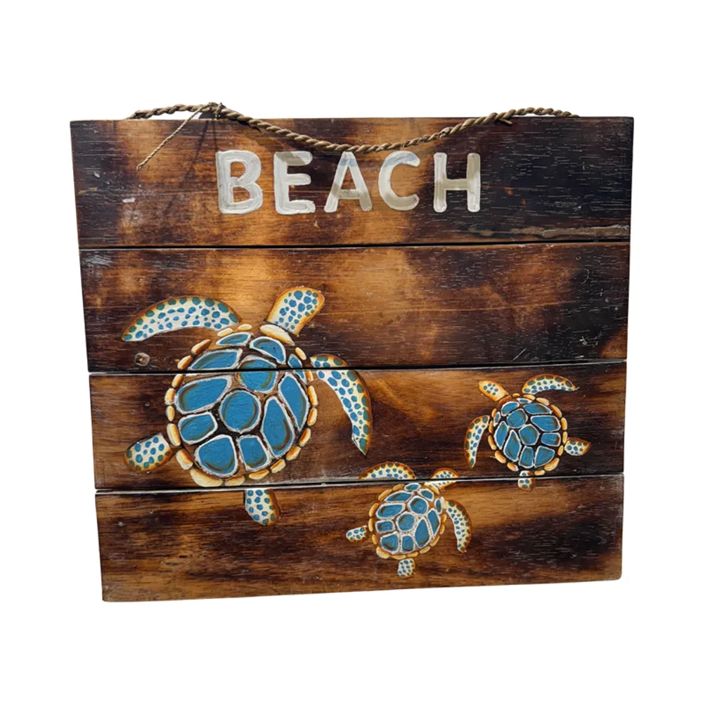 17-3/4" BEACH SIGN  WITH BLUE TURTLES