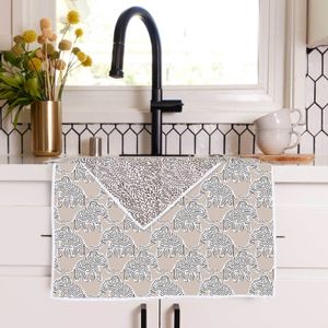 Elephants Tan Eco Kitchen Tea Towel 3