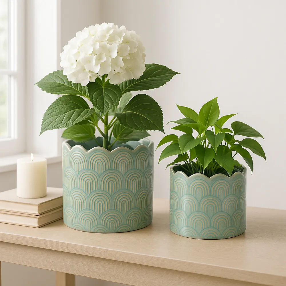 MORGANWIND SET OF 2 GREEN PLANTER 7 (IN)