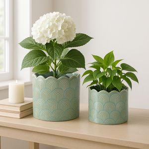 MORGANWIND SET OF 2 GREEN PLANTER 7 (IN) 10