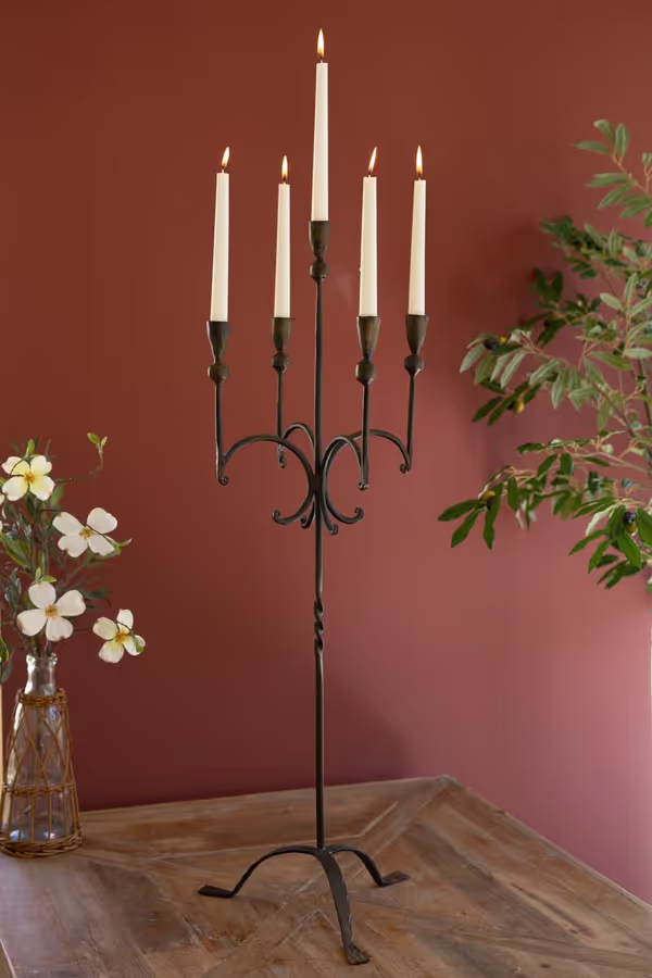 Forged-Iron Rustic Five Taper Candelabra