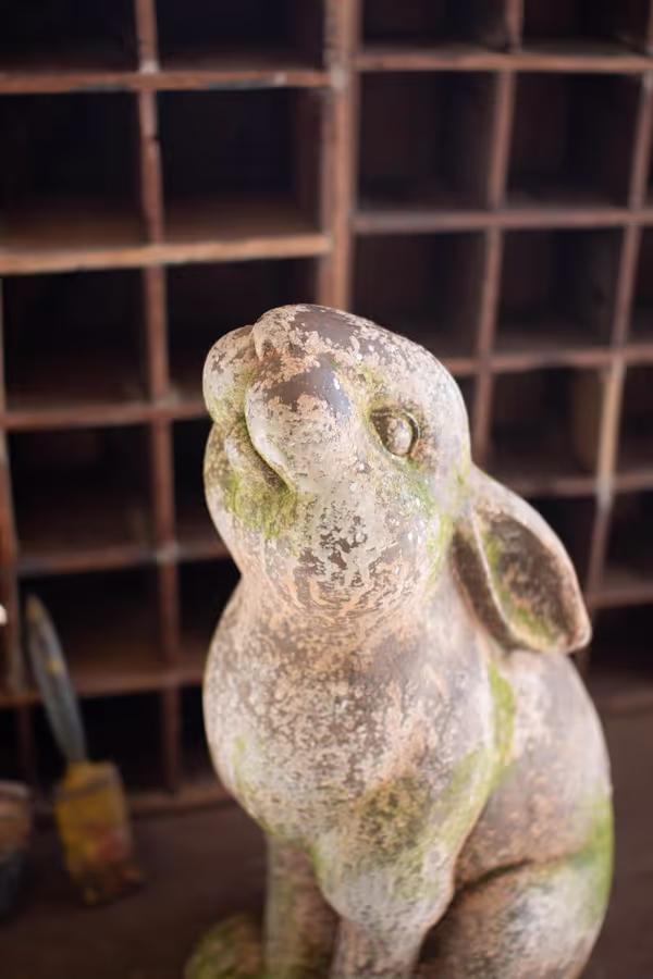 Faux Concrete Rabbit with Head Up