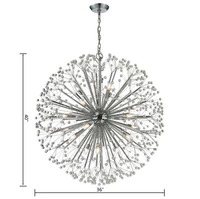 Dandelion 36″ Wide 19-Light Chandelier - Polished Chrome