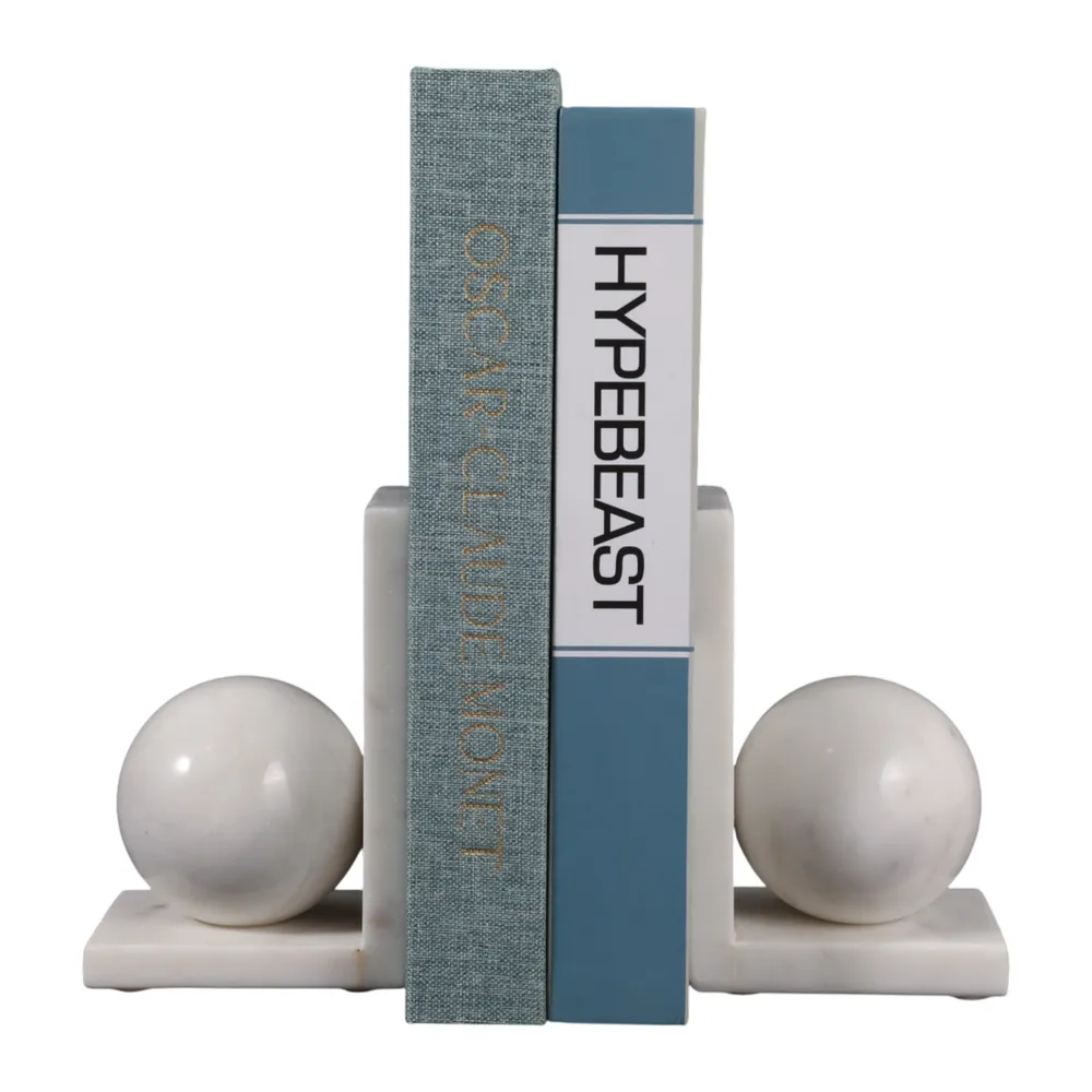 HELTONPORT SET OF 2 WHITE BOOKENDS 6 (IN)