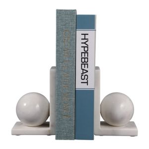 HELTONPORT SET OF 2 WHITE BOOKENDS 6 (IN) 3