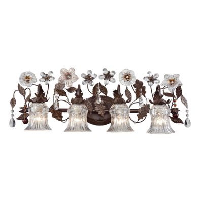 Cristallo Fiore 33″ Wide 4-Light Vanity Light - Deep Rust