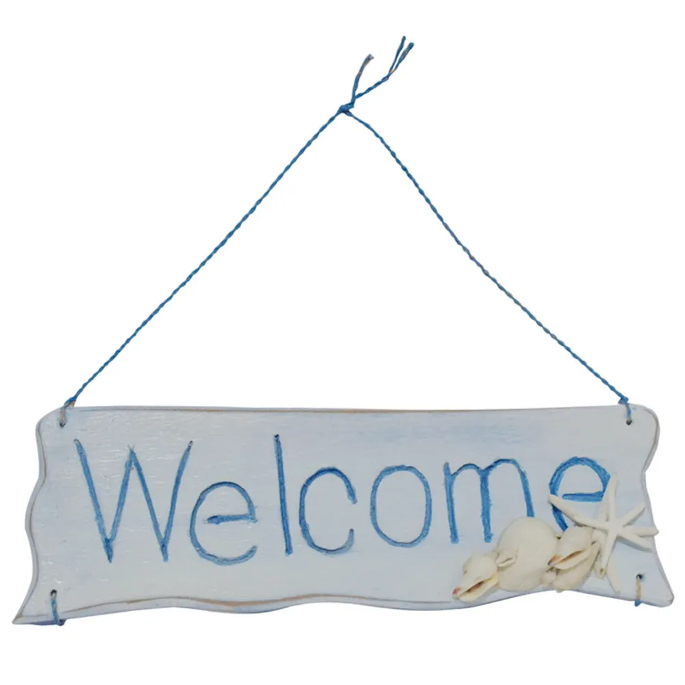 14-1/4" WOOD WELCOME SIGN WITH STARFISH