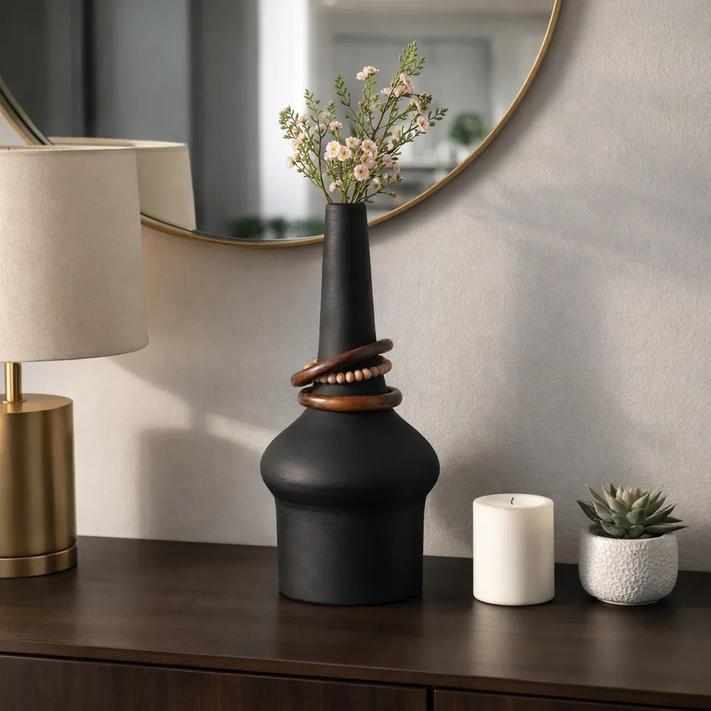 FARROWMILL BLACK VASE 21 (IN)
