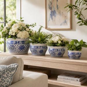 ELTONVIEW SET OF 4 BLUE PLANTER 8 (IN) 2