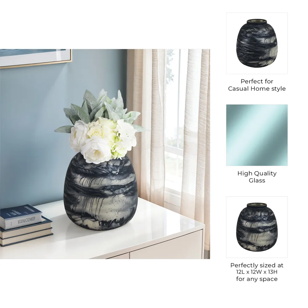 CLYDEBURN BLUE GLASS VASE 13 (IN)