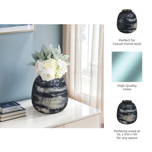 CLYDEBURN BLUE GLASS VASE 13 (IN) 10