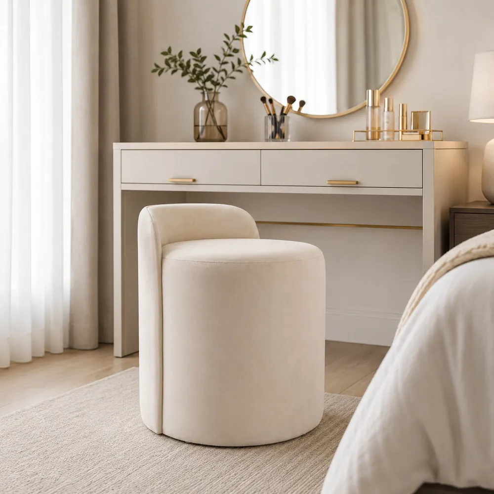 BAYARDMILL WHITE OTTOMAN 22 (IN)