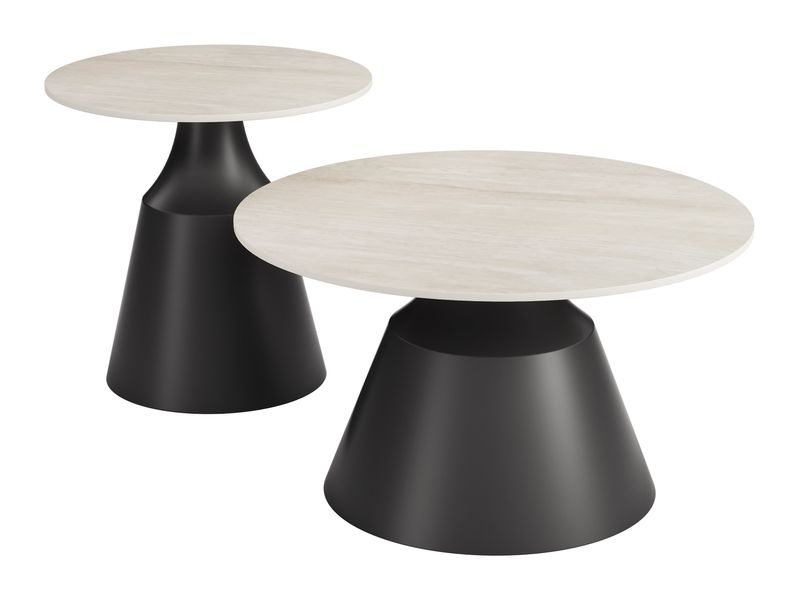 Camella Coffee Table Set Light Beige & Black 4