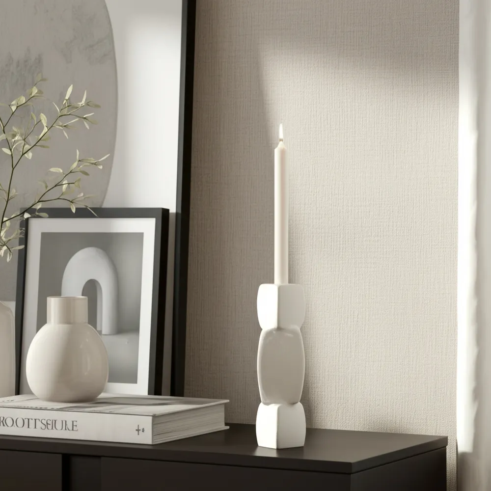 ENNISVALE WHITE CANDLE HOLDER 12 (IN)